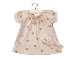 Camisón Sabrina Algodón y Diadema Punto Canalé Corazones para Muñeco Gordis