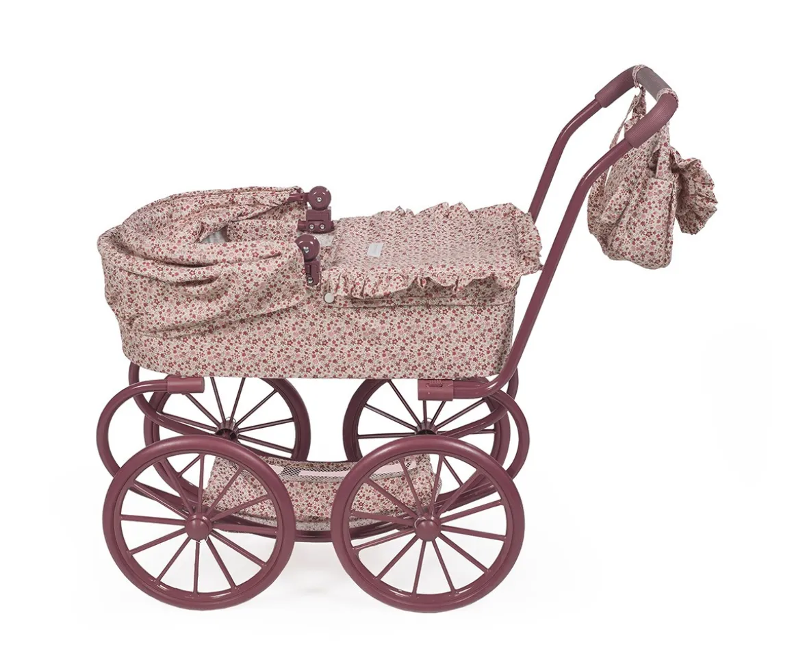 Cochecito Cuco Ruedas Grandes Cherry Flores para Muñecas