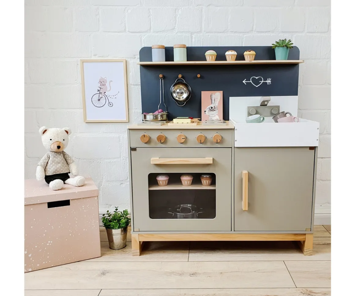 Cocina de Madera Linum Gris Cálido/Natural