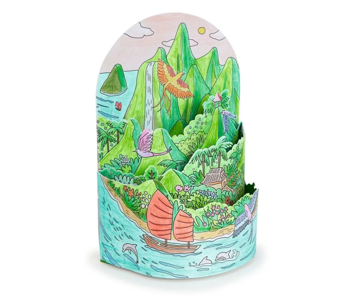 Colorear Diorama En La cima De La Isla