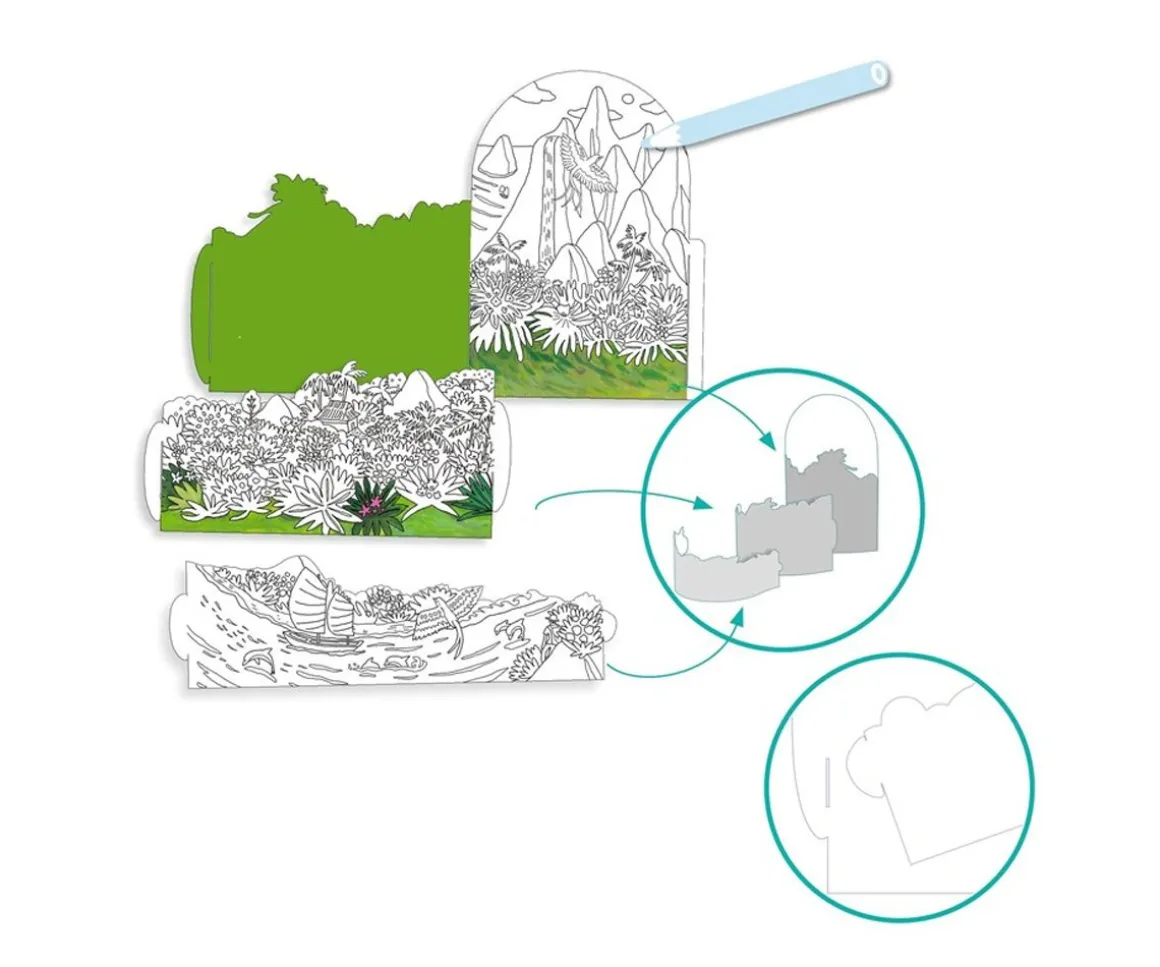 Colorear Diorama En La cima De La Isla