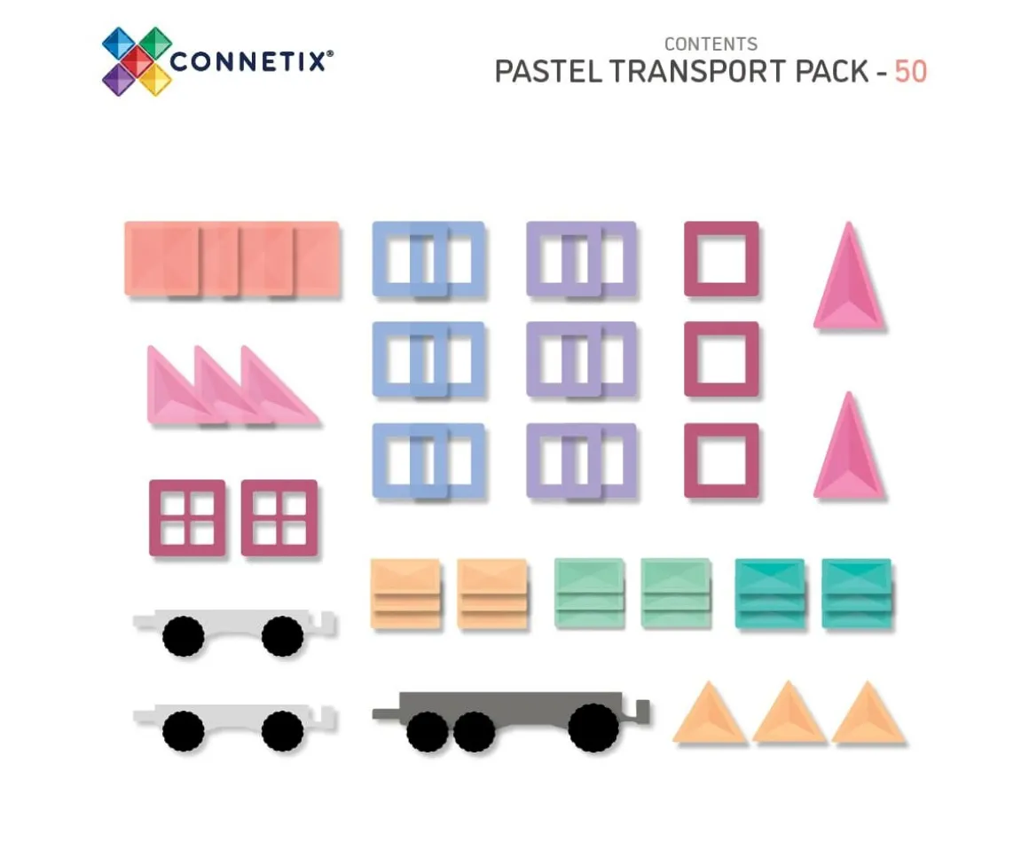 Construcción Connetix Transporte Pastel 50 Piezas