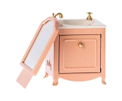 Lavabo Aparador con Espejo para Ratón Beige Oscuro