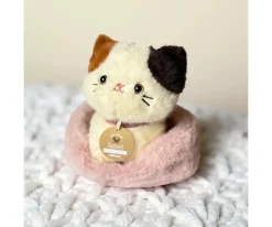 Les Minis Kanaï Gato de Peluche Kimi con Collar y Cesta de Piel Sintética