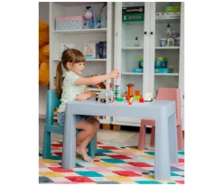 Mesa Multifunción Teggi Gris/Old Rose/Turquesa