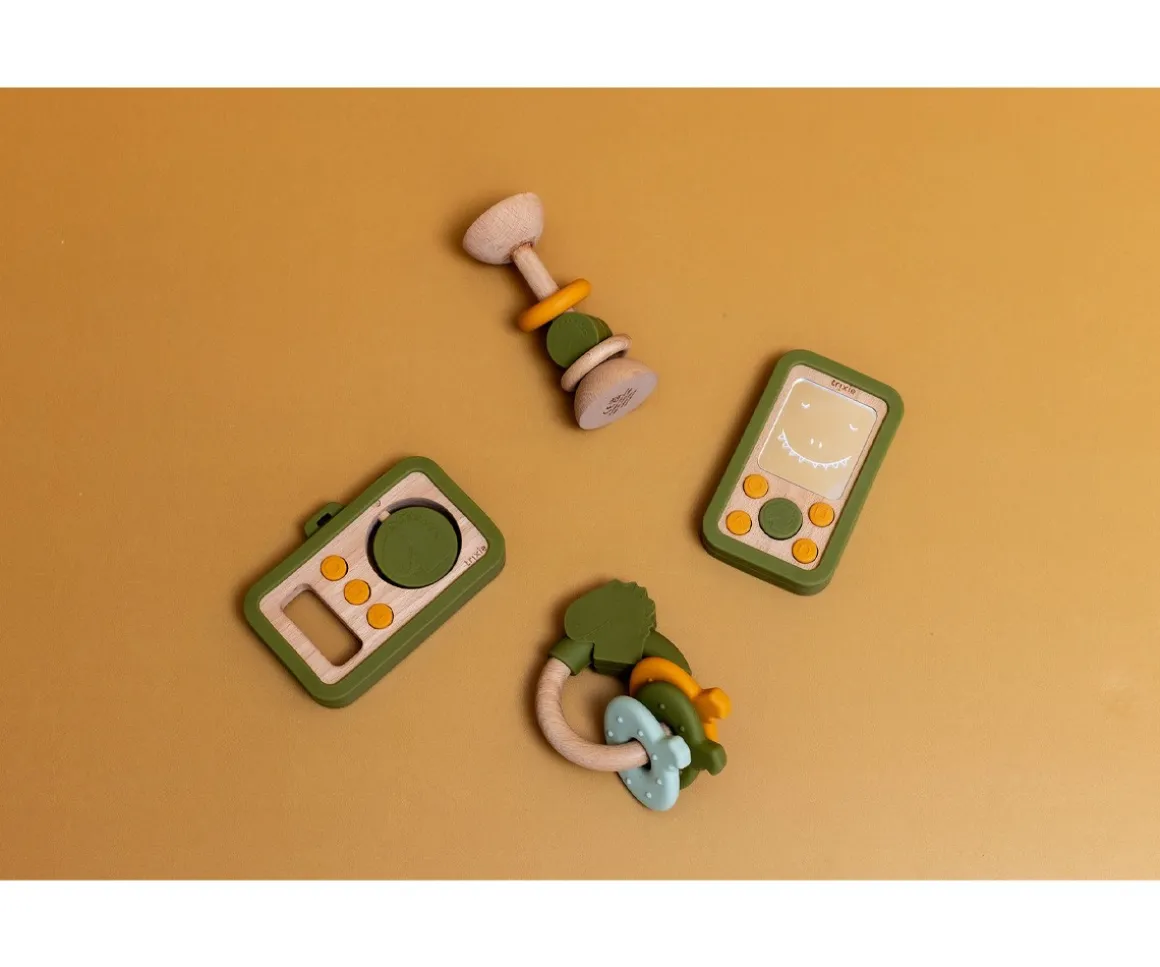 Mordedor de Actividades de Silicona y Madera Mr. Dino