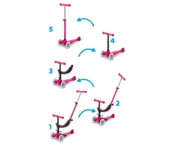 Patinete Mini Micro 4 en 1 Deluxe LED Rosa