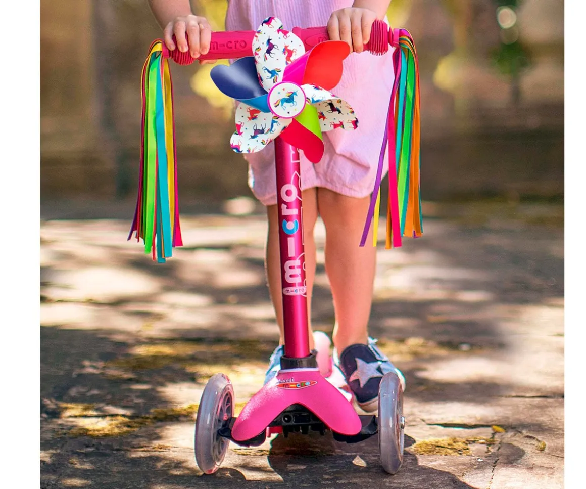 Patinete Mini Micro Deluxe Glow Lime con Luces LED + Molinillo Unicornio