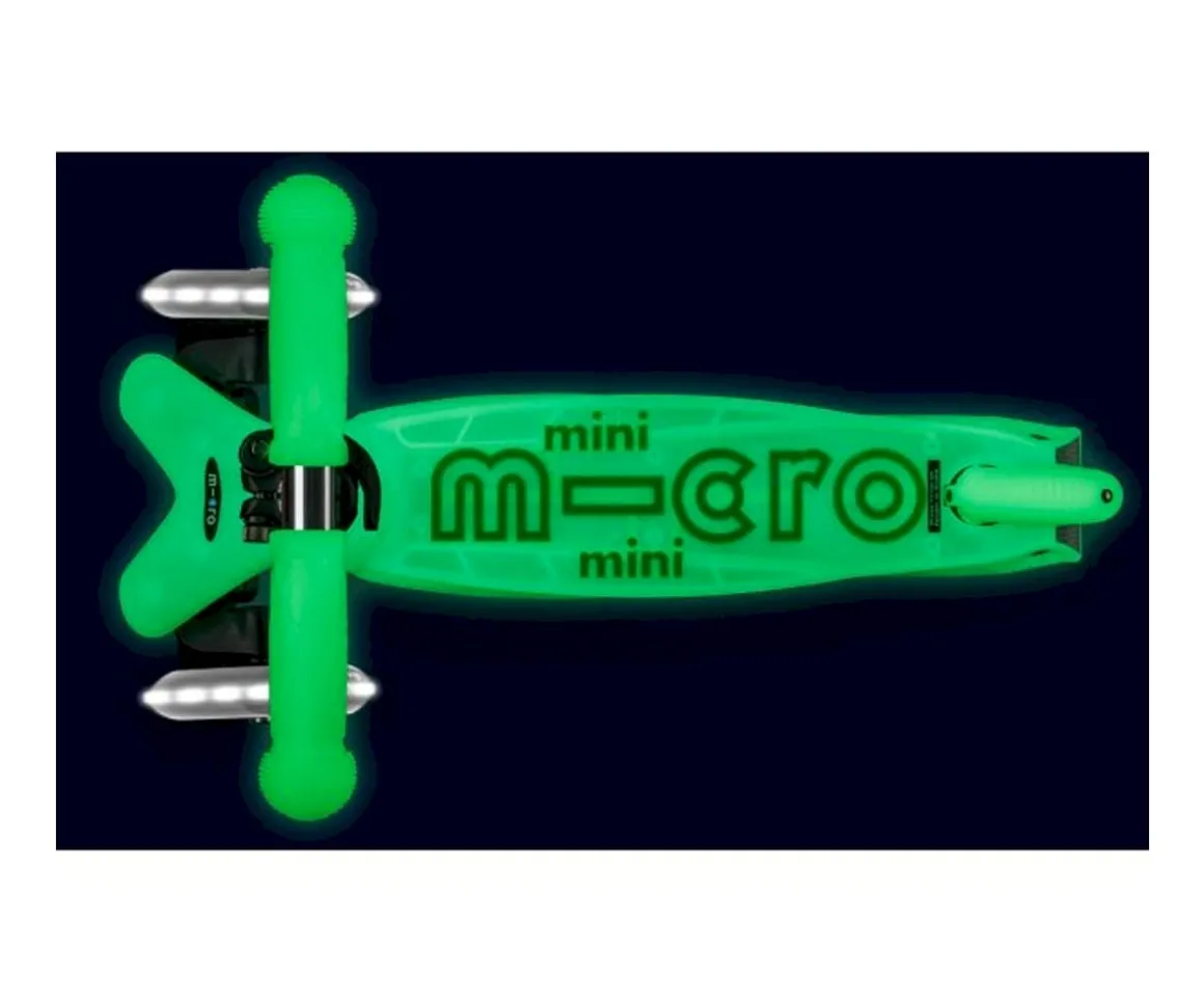 Patinete Mini Micro Deluxe Glow Lime con Luces LED + Molinillo Unicornio