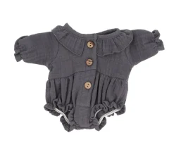 Pelele Léonore Gasa de Algodón Gris Souris para Muñeco Gordis