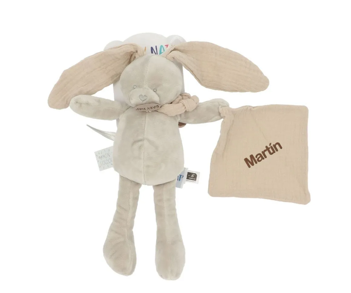 Peluche Conejo con Mini Doudou Moka Personalizable