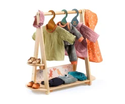 Perchero Pomea de Madera y 3 Perchas