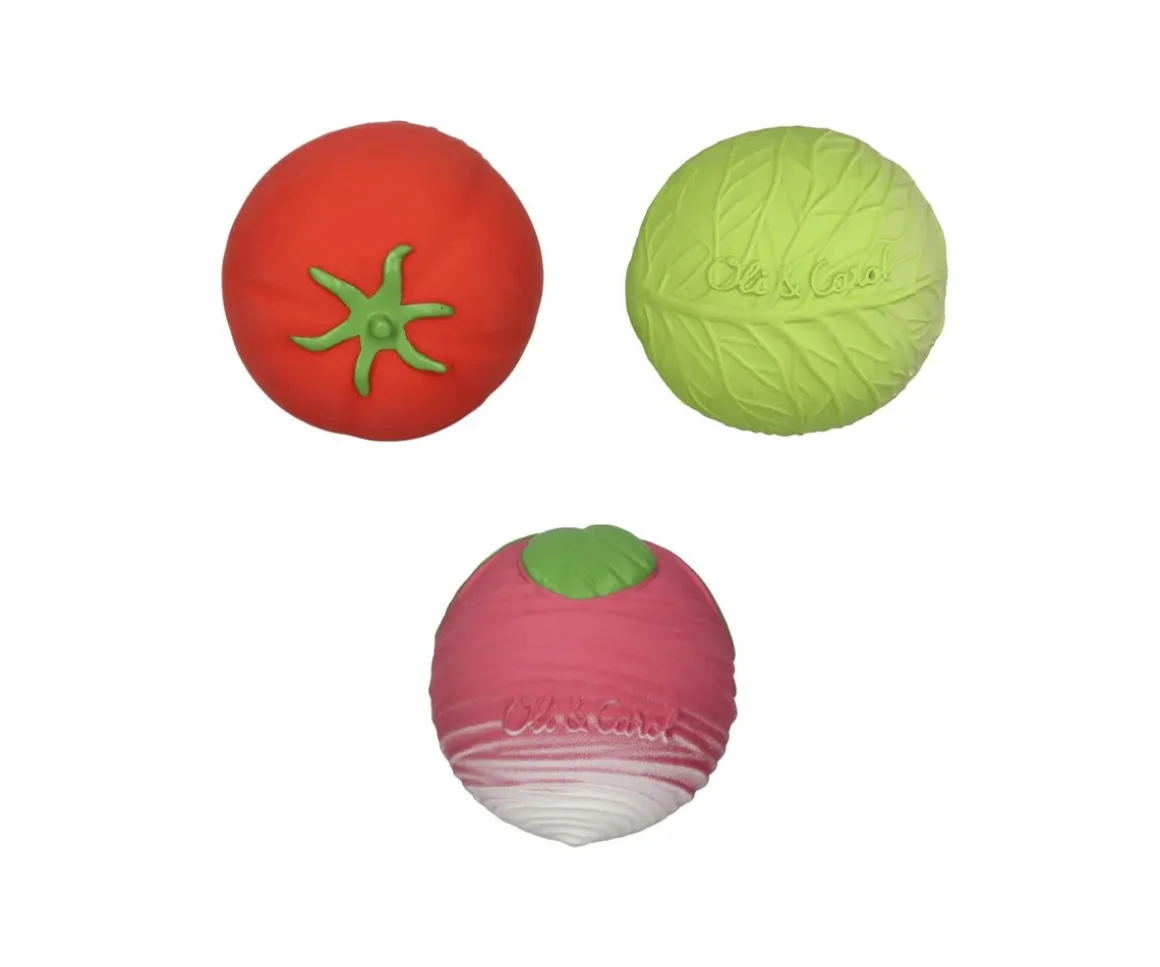 Set 3 Pelotas Sensoriales, Mordedor y Juguete de Baño Veggie Salad