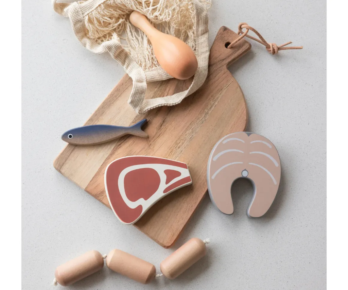 Set de Comestibles de Madera Pescado y Carne
