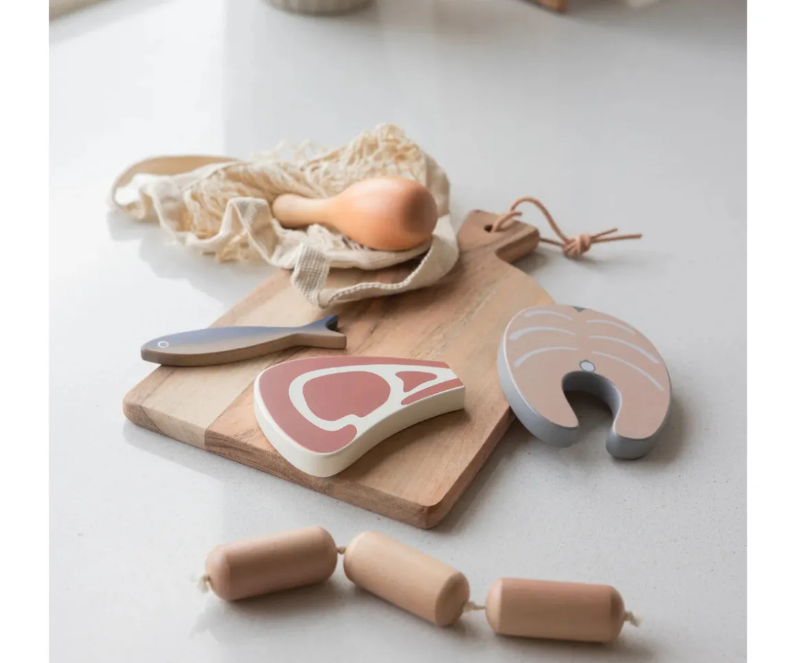 Set de Comestibles de Madera Pescado y Carne