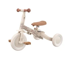 Triciclo con Barra 4 en 1 Blanco Flores
